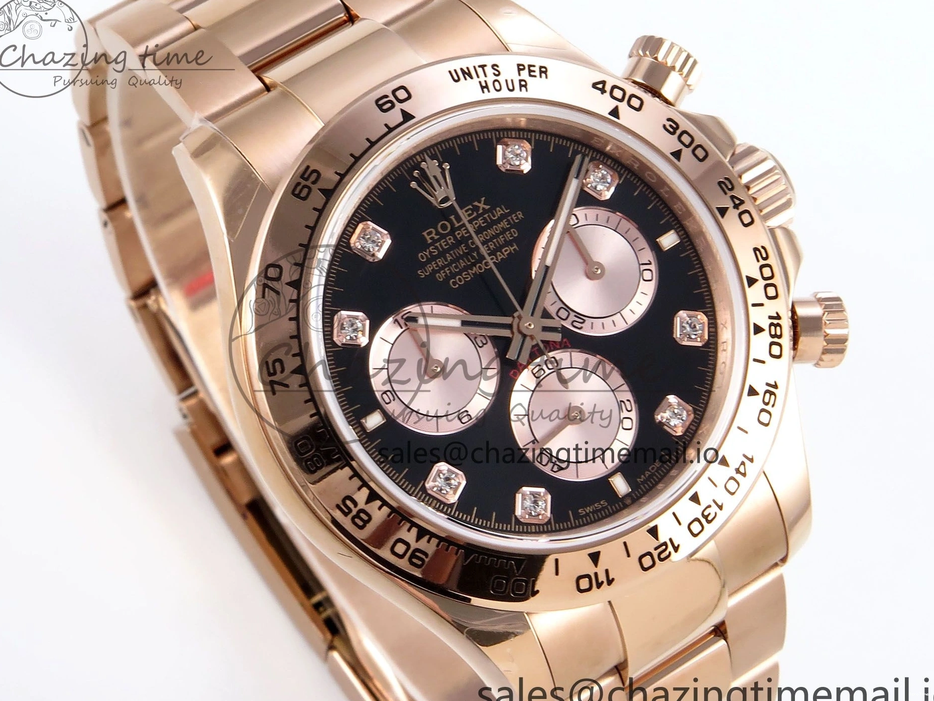 MiroTime 0215 EyeCatching Daytona 126505 QF 1:1 Best Edition Black RG Diamonds Dial on RG Braclet SH4131 V 715